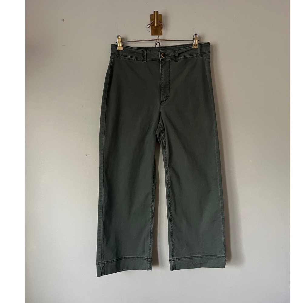 Old Navy Womens Olive Green Wide Leg High Rise Cropped Pants Size 8